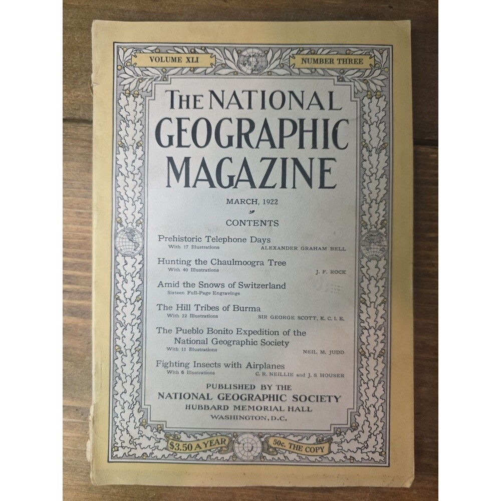 1922 National Geographic March Telephone history; Switzerland; Burma Hill tribes